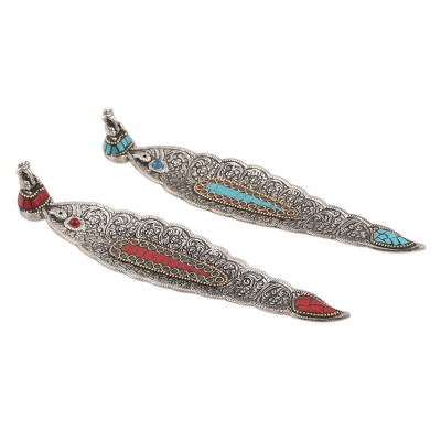 Aluminum Incense Holders with Resin Tiles (Pair)