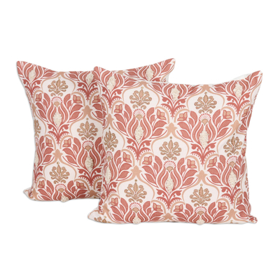 Embroidered Cotton Cushion Covers with Lurex (Pair)