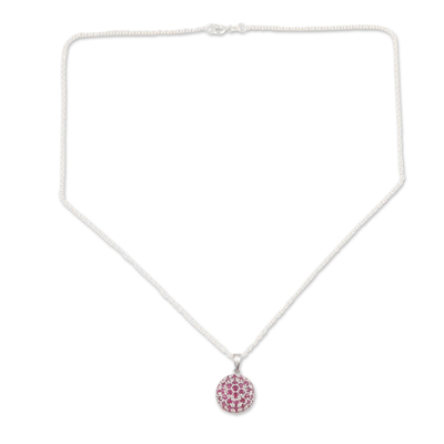 Handcrafted Rhodium-Plated Ruby Pendant Necklace