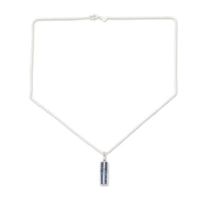 Artisan Crafted Rhodium-Plated Sapphire Pendant Necklace