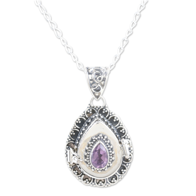 Indian Amethyst and Sterling Silver Locket Necklace