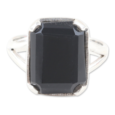 Indian Onyx and Sterling Silver Cocktail Ring