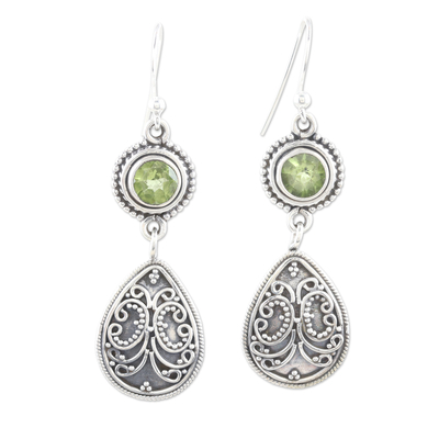 Hand Made Peridot and Sterling Silver Dangle Earrings