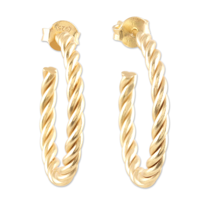 Rope Motif 22k Gold Plated Half-Hoop Earrings