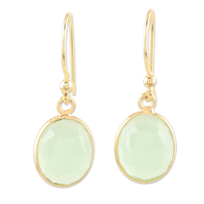 Indian Gold-Plated Chalcedony Dangle Earrings