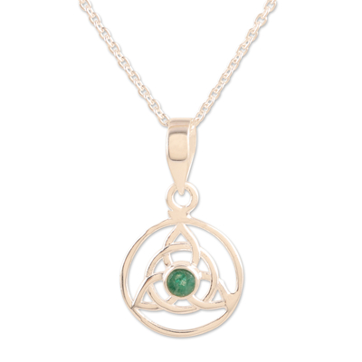 Indian Aventurine and Sterling Silver Pendant Necklace