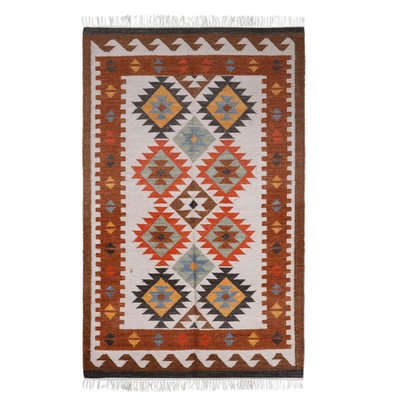 Handwoven Indian Wool and Cotton Area Rug (3 x 5)