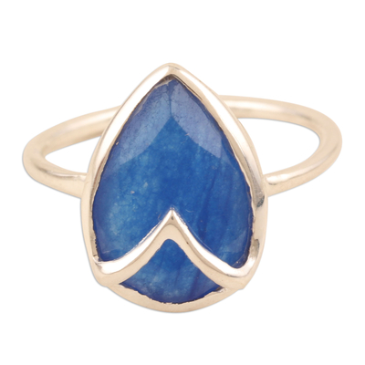 Blue Onyx and Sterling Silver Single Stone Ring