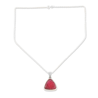 Artisan Crafted Ruby and Sterling Silver Pendant Necklace