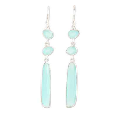 Handmade Chalcedony and Sterling Silver Dangle Earrings