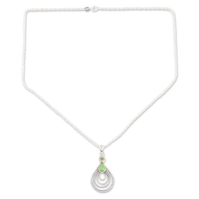 Hand Crafted Peridot and Sterling Silver Pendant Necklace