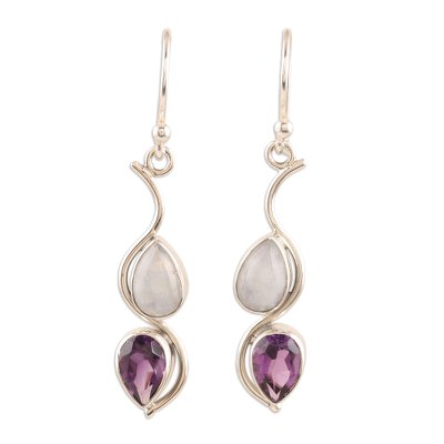 Handcrafted Indian Amethyst Dangle Earrings