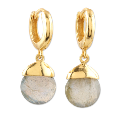 Artisan Crafted Gold-Plated Labradorite Dangle Earrings