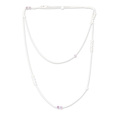 Rainbow Moonstone and Amethyst Station Necklace