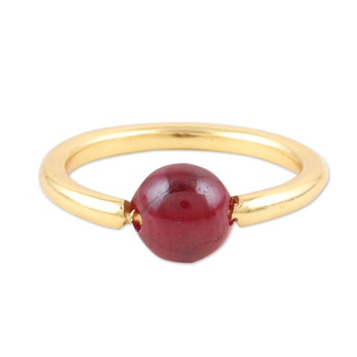 Gold-Plated Ruby Single Stone Ring from India