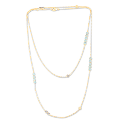 Gold-Plated Labradorite and Chalcedony Station Necklace