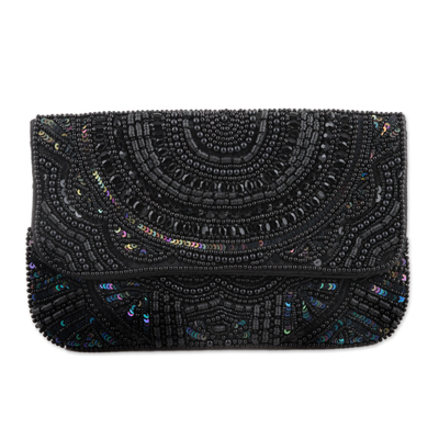 Artisan Crafted Beaded Silk Clutch from India