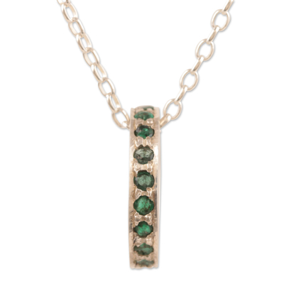 Artist Crafted Emerald Rhodium Plated Silver Necklace