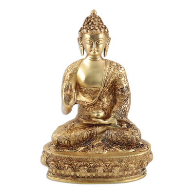 Handmade Indian Brass Sculpture of Buddha
