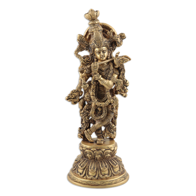 Handcrafted Krishna Brass Sculpture from India