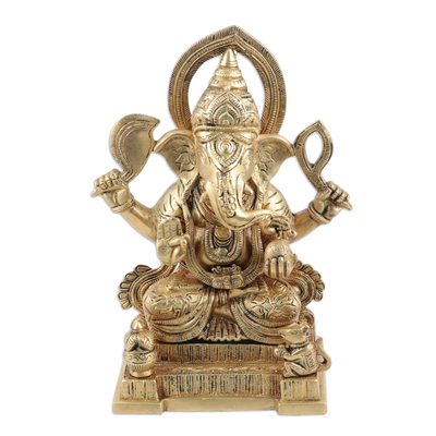 Brass Sculpture of Hindu God Ganesha Handcrafted in India