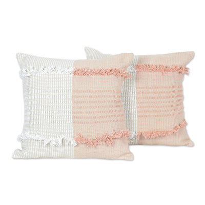 Fringed Cotton Cushion Covers from India (Pair)