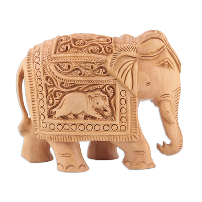 Handcrafted Kadam Wood Elephant Sculpture