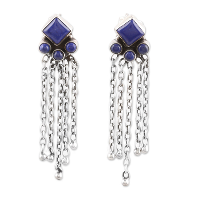 Sterling Silver and Lapis Lazuli Waterfall Earrings