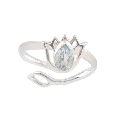 Wrap Ring Made with Blue Topaz and Sterling Silver in India