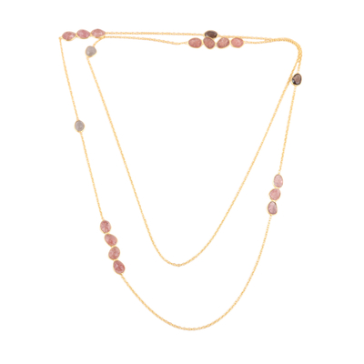 Quartz and Moonstone 18k Gold-plated Long Station Necklace