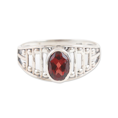 Sterling Silver Single Stone With One-Carat Garnet Stone