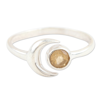 Sterling Silver Wrap Ring with Faceted Citrine Stone