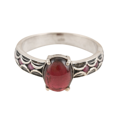 Ruby and Garnet Sterling Silver Cocktail Ring from India