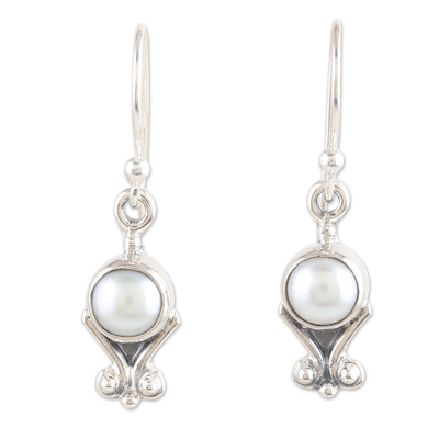 Sterling Silver Dangle Earrings with Cultured Pearls