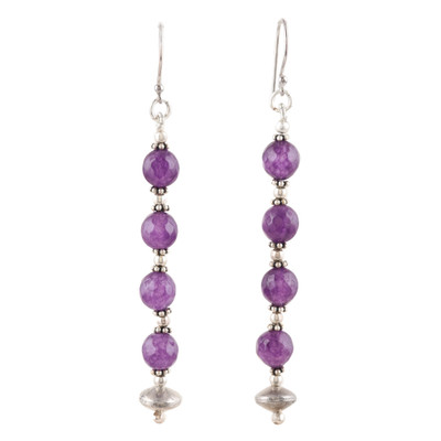 Sterling Silver Dangle Earrings with Amethyst Beads