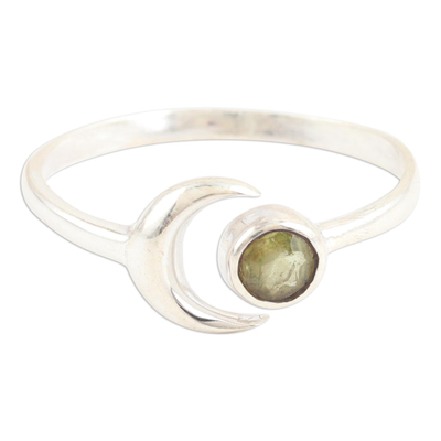 Moon Peridot and Sterling Silver Wrap Ring from India