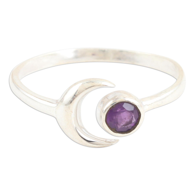 Moon Amethyst and Sterling Silver Wrap Ring from India