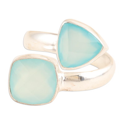 Sterling Silver Wrap Ring with Eight-Carat Chalcedony Gems