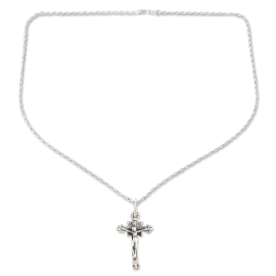 Sterling Silver Pendant Necklace with Christian Cross