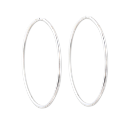 Polished Sterling Silver Hoop Earrings from India