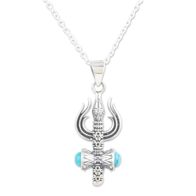 Reconstituted Turquoise Pendant Necklace of Shiva