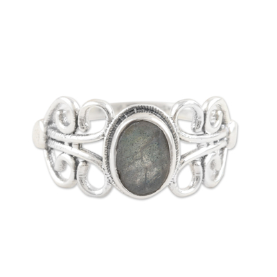 Sterling Silver Cocktail Ring with Natural Labradorite