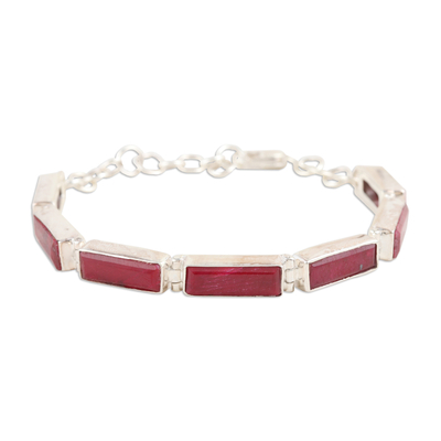 14-Carat Ruby Link Bracelet Crafted from Sterling Silver