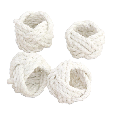 Handmade Braided Cotton Napkin Rings from India (Set of 4)