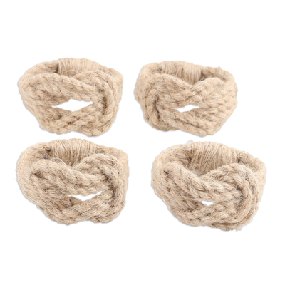 Handcrafted Natural Fiber Napkin Rings from India (Set of 4)