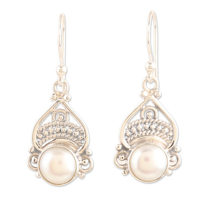 Sterling Silver Dangle Earrings with Cultured Pearls