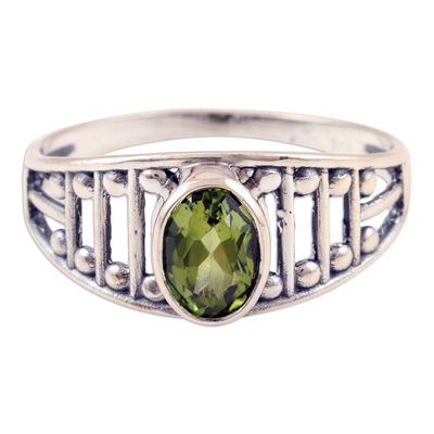 Sterling Silver Single Stone Ring with 1-Carat Peridot Gem