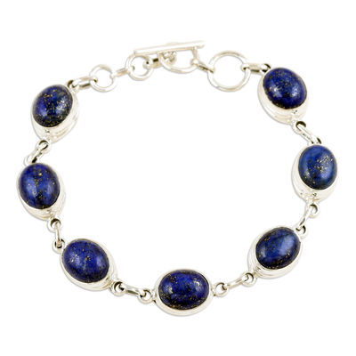 Lapis Lazuli Link Bracelet Made from Sterling Silver