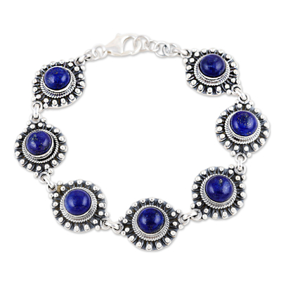 Lapis Lazuli Link Bracelet Crafted from Sterling Silver