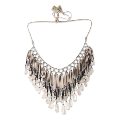 Eco-Friendly Metallic and Clear Beaded Waterfall Necklace